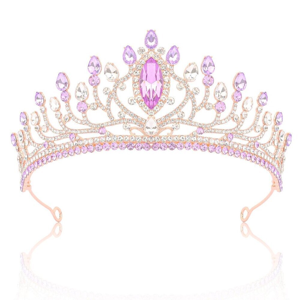 Purple Crystal Tiara for Women Rhinestone Headband for Weddings Prom Bridesmaids